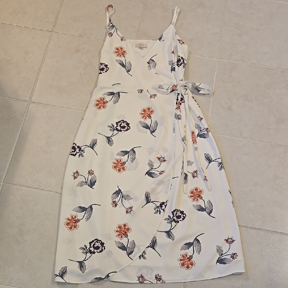 LOFT White Floral Wrap Maxi Dress